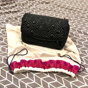 Tory Burch quilted black leather bag